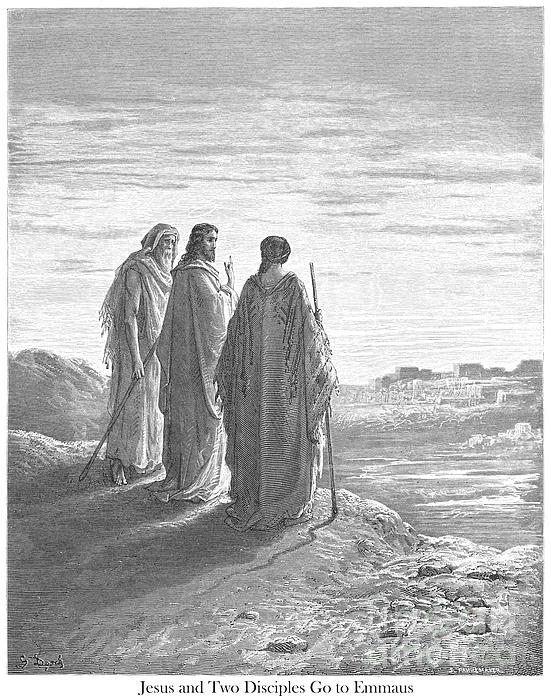Jesus and the Disciples Going to Emmaus Gustave Dore w1 Greeting Card ...