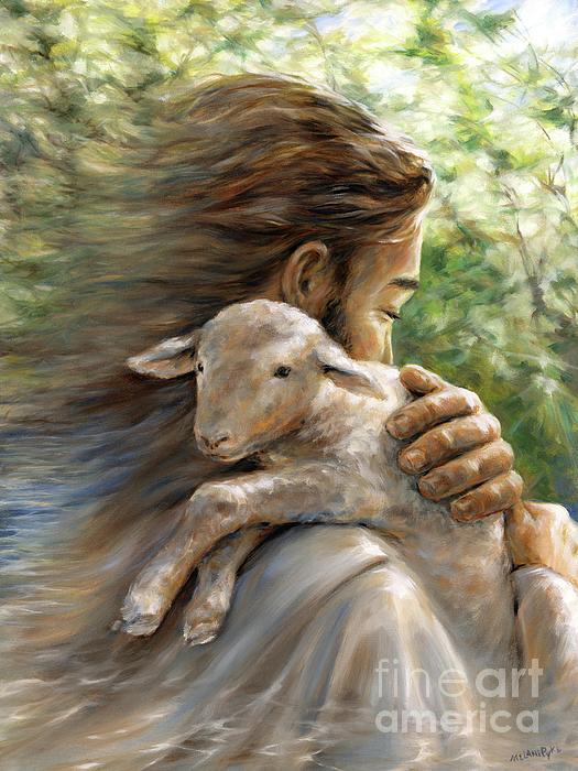 Oil Painting Style Mountain Jesus Sheep Tapestry Wall Hanging Living Room Dorm 