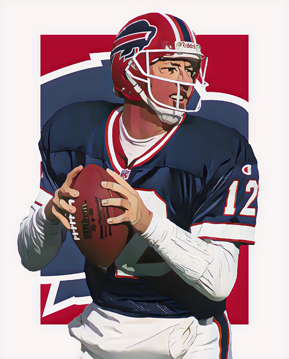 Jim Kelly Buffalo Bills Art 100 Spiral Notebook by Joe Hamilton