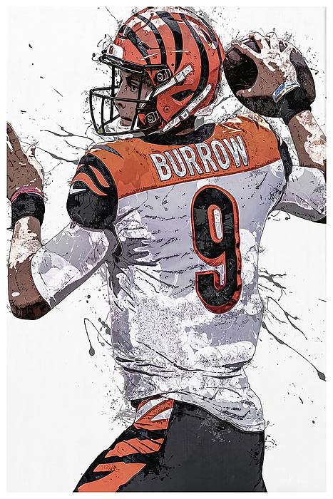 Joe Burrow Art Poster Cincinnati Bengals Football Hand Made