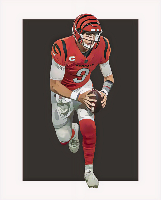 Joe Burrow Cincinnati Bengals Jersey Art 2 Mixed Media by Joe