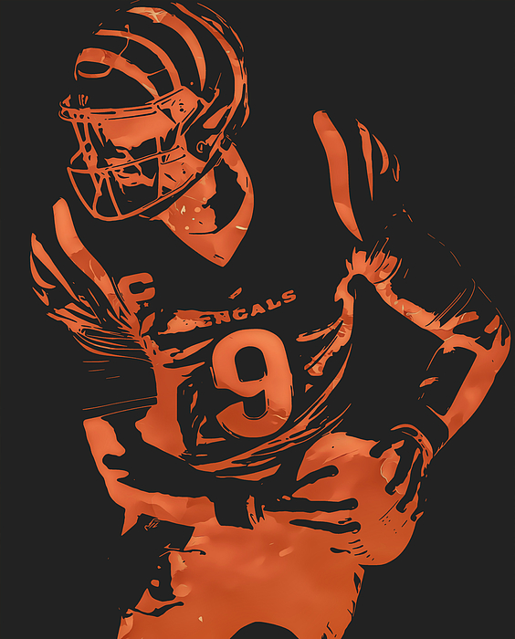 Joe Burrow Cincinnati Bengals Watercolor Strokes Pixel Art 100 T-Shirt