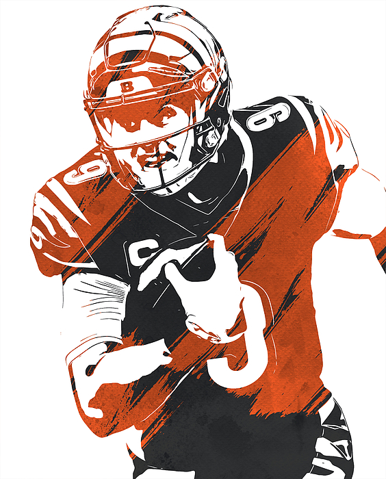 Joe Burrow Cincinnati Bengals Watercolor Strokes Pixel Art 100 Mixed Media  by Joe Hamilton - Pixels