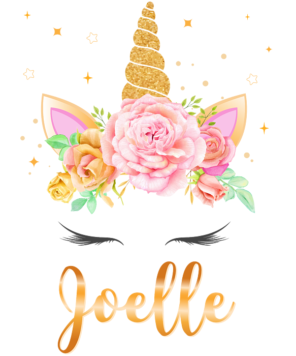 Joelle Name Unicorn Horn With Flower Wreath And Gold Glitter Unicorn   Joelle Name Unicorn Horn With Flower Wreath And Gold Glitter Unicorn Face Elsayed Atta Transparent 