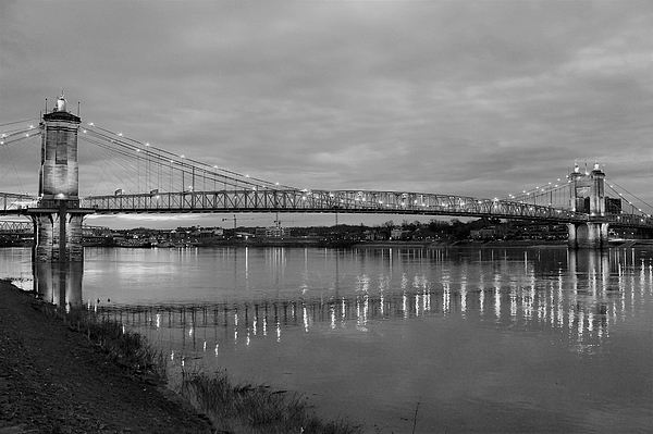 Gregory A Mitchell Photography - John A. Roebling Suspension Bridge BW