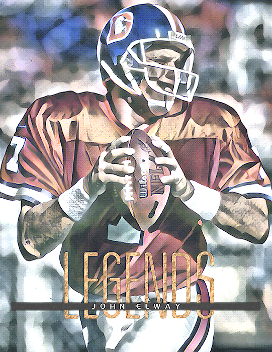 John Elway Denver Broncos Art Greeting Card by Joe Hamilton