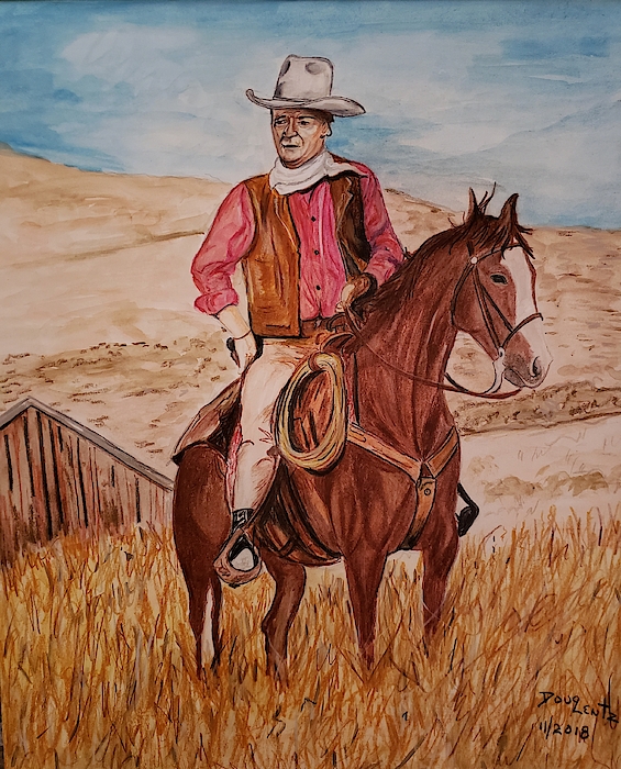 John Wayne and his horse Dollar. Fleece Blanket