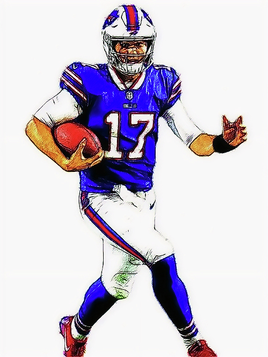 Josh Allen Bills QB CP Sketch T-Shirt by Bob Smerecki - Pixels