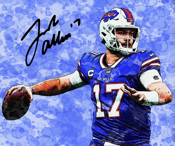 Josh Allen Bills QB Watercolors Metal Print by Bob Smerecki - Pixels