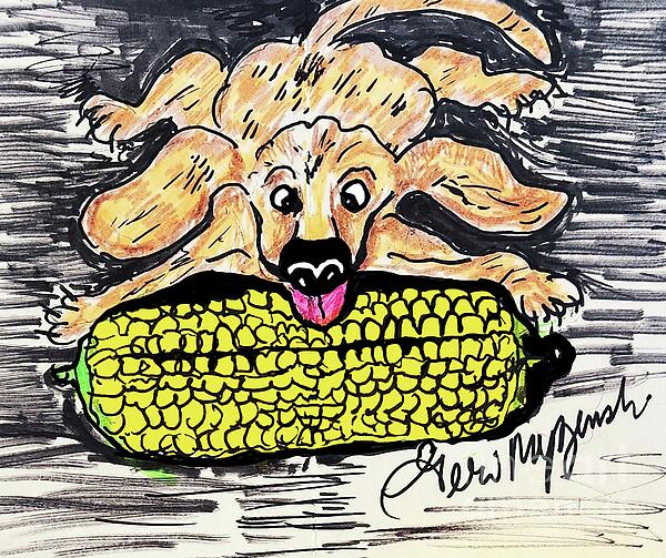 Geraldine Myszenski - Just a Dog enjoying his corn on the cob