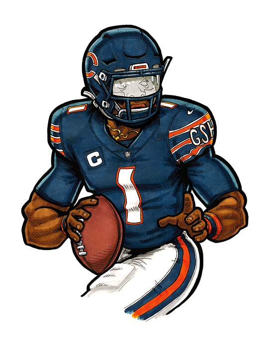 NFL Chicago Bears - Justin Fields 21 Wall Poster with Wooden