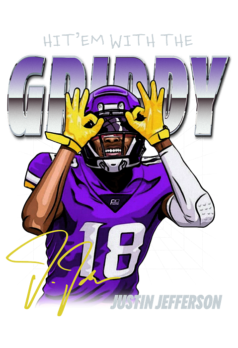 Hit'em With The Griddy Justin Jefferson Minnesota Football Art Print by  Farly Datau - Fine Art America