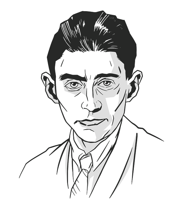 Kafka portrait in black and white Greeting Card for Sale by Norman W