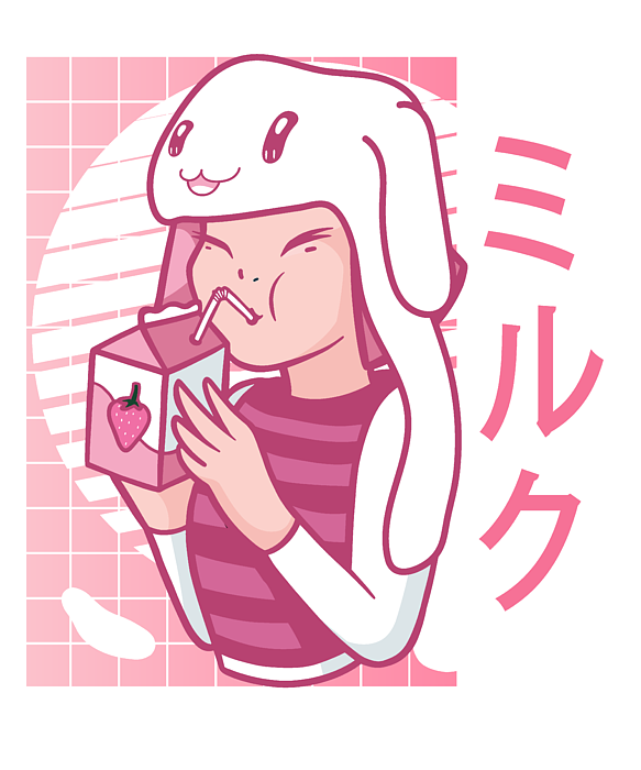 Strawberry Milk Aesthetic Milk Cute Pink Japanese Coffee Mug by Bastav -  Pixels