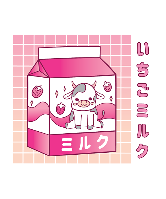 Strawberry milk anime cats kawaii gift poster | tostadora
