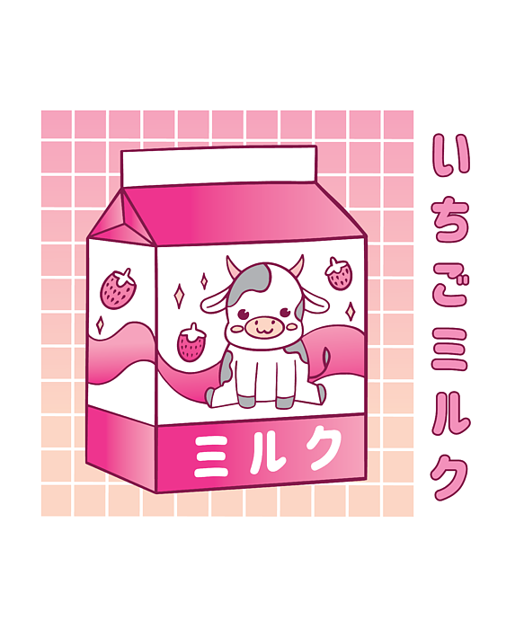 Strawberry Cow kawaii | Greeting Card