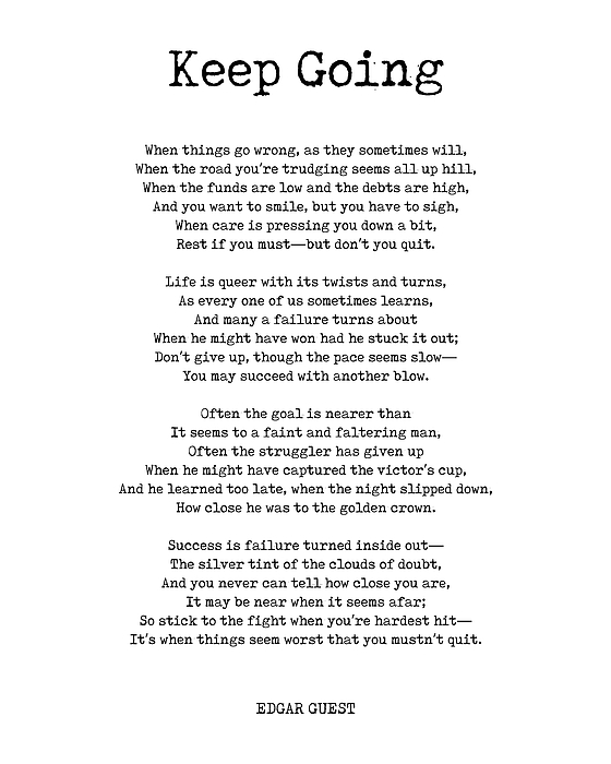 Keep Going - Edgar Guest Poem - Literature - Typewriter Print 1 ...