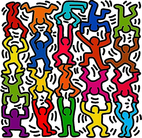 Keith Haring Stick Figure Acrobats Greeting Card by Jessy Canberly