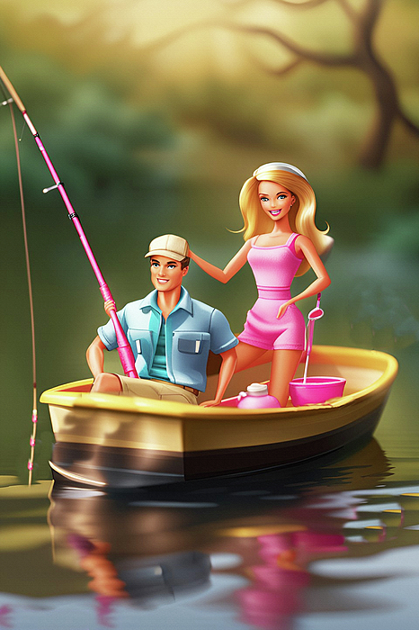 Ken Takes Barbie Fishing Greeting Card by Movie Poster Prints