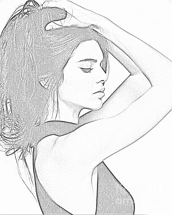 Kendall Jenner Coloring Page Wall Art Black and White Beach Towel by