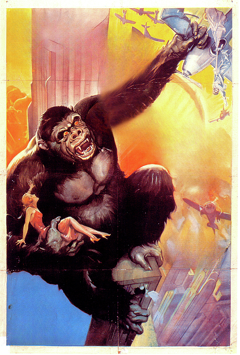 King Kong, illustrated by Zdzisław Beksiński, | Stable Diffusion