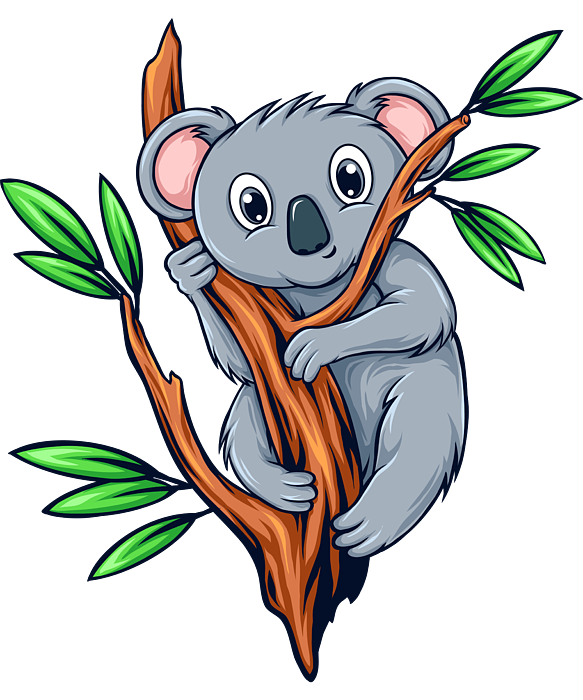 Koala on the tree cartoon australian animals Beach Towel by Norman W -  Pixels