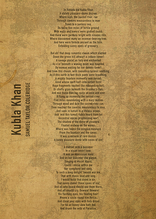 Kubla Khan by Samuel Taylor Coleridge Classic Poem Iconic Poetry on Old ...