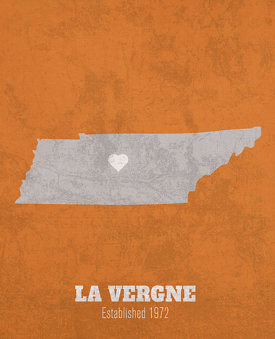 La Vergne Tennessee City Map Founded 1972 University of Tennessee Color ...