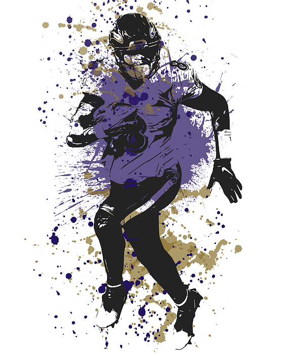 Lamar Jackson Baltimore Ravens Abstract Art 1 Youth T-Shirt by Joe Hamilton  - Pixels