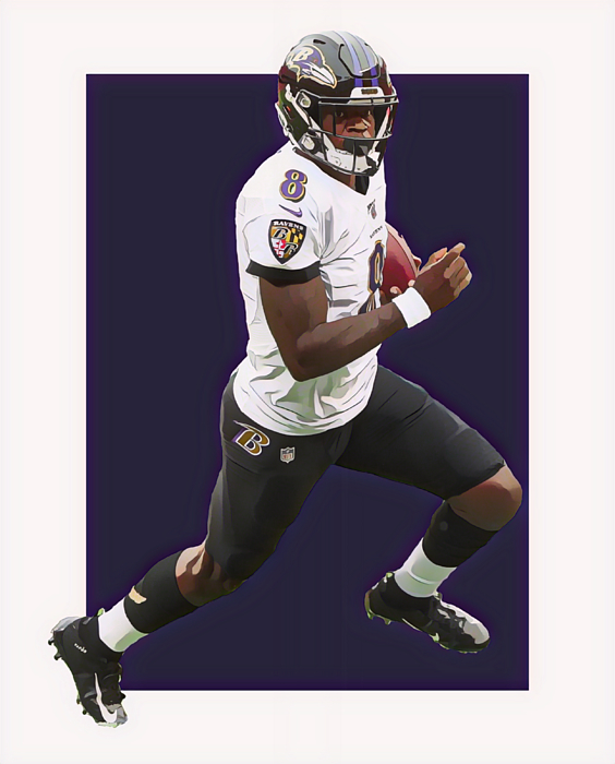 Lamar Jackson Baltimore Ravens Abstract Art 1 Greeting Card by Joe Hamilton