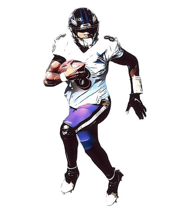 Lamar Jackson Baltimore Ravens Watercolor Strokes Pixel Art 300 Kids T-Shirt  by Joe Hamilton - Pixels