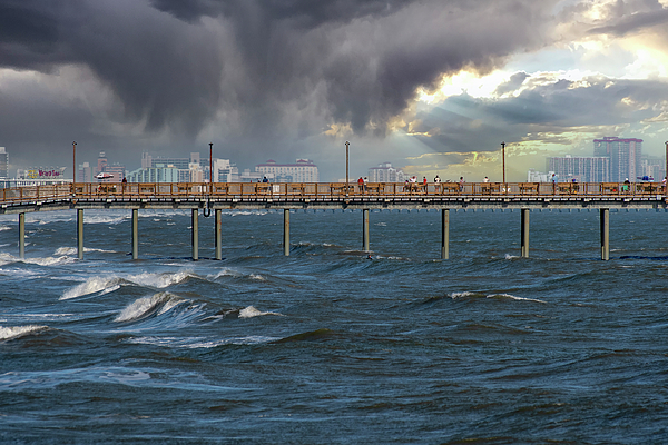 Large Waves at MB State Park Pier Zip Pouch