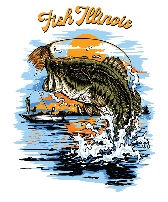 Large Mouth Bass Fishing Graphic print Digital Art by Jacob Hughes - Pixels