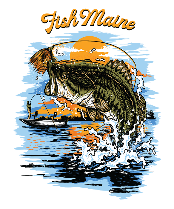 Largemouth Bass Fishing Graphic design Fish Maine graphic Shower Curtain by  Jacob Hughes - Pixels