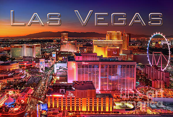 USA, Nevada, Las Vegas, The Strip at night, elevated view Wall Art, Canvas  Prints, Framed Prints, Wall Peels