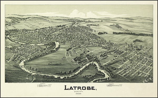Carol Japp - Latrobe Pennsylvania Vintage Map Birds Eye View 1900