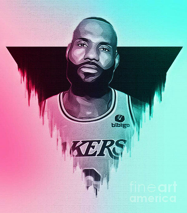 LeBron James Neon Art Greeting Card by Iponk ML