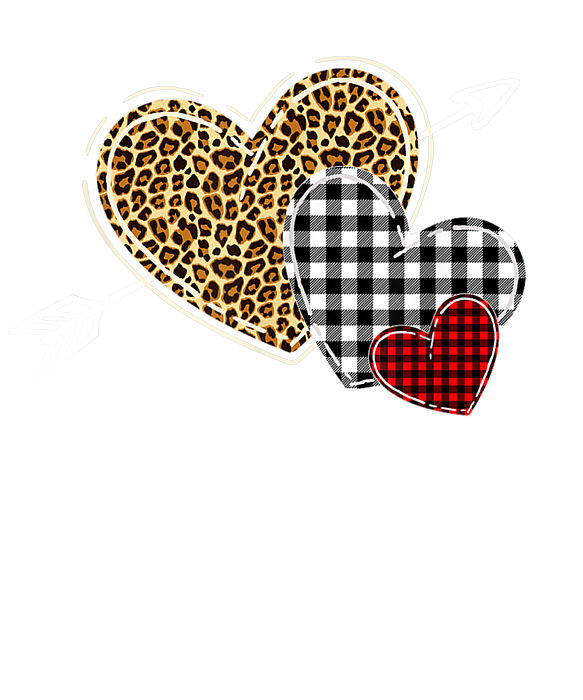 Girls Valentines Day Shirts Hearts Love Leopard Plaid Gift T-Shirt 