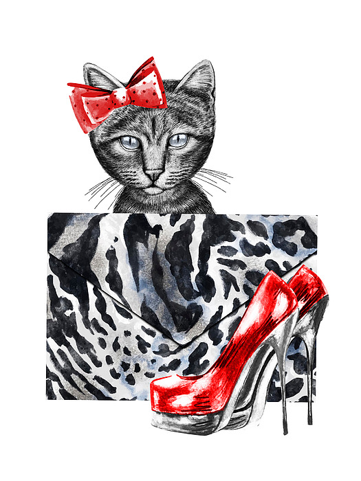 Leopard print bag and high heel shoes Bath Towel by Mihaela Pater - Pixels
