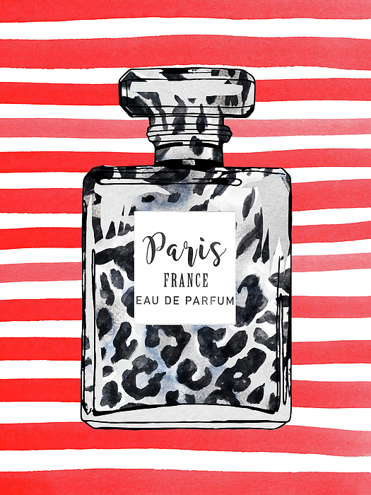 Leopard print perfume bottle on red stripes Jigsaw Puzzle by Mihaela Pater  - Pixels