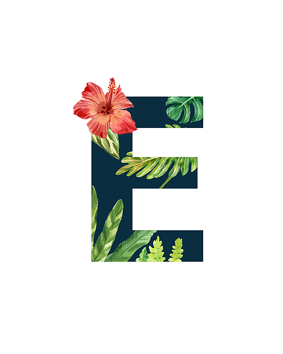 Tropical Nature Letter E Alphabet PNG & SVG Design For T-Shirts