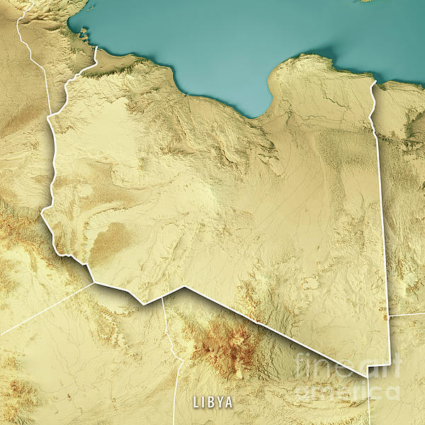 Libya 3d Render Topographic Map Color Border Beach Sheet By Frank Ramspott Pixels 3978