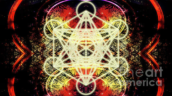 Light merkaba and zodiac in cosmic space. Sacred geometry. #1 Yoga Mat by  Jozef Klopacka - Fine Art America