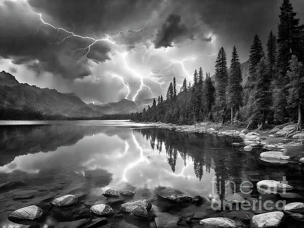Mike Nellums - Lightning on the Lake AI BW