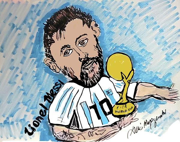 cheap messi argentina world cup drawing t shirt jersey fast supporter  quality Art Board Print by arial12