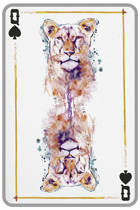 Marian Voicu - Lioness Head Queen of Spades Playing Card