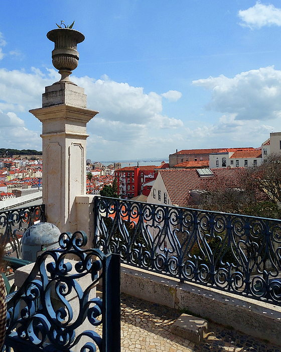 Irina Sztukowski - Lisbon Principe Real District Historical Downtown View On Tagus River And Roofs  