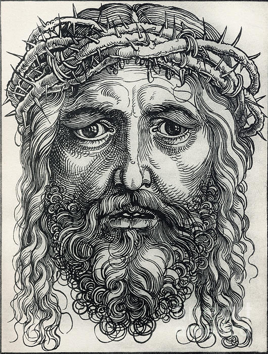 lithography of Holy face of Jesus Greeting Card by Jozef Sedmak