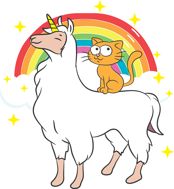 cat rides llamacorn