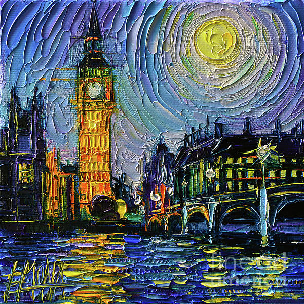 Mona Edulesco - LONDON BIG BEN BY NIGHT oil painting Mona Edulesco